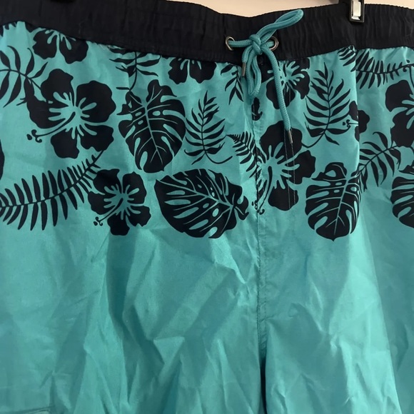 U.S. Polo Assn Mens Size XL Teal Leaf Swim Suit Trunks With Pocket NWT - Picture 3 of 7